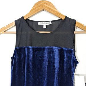 Good American Blue Mixed Mesh Velvet Bodysuit, Size M, NWT